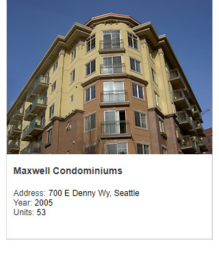 Photo of Maxwell Condominiums. Address: 700 E Denny Way, Seattle. Year: 2005. Units: 53.